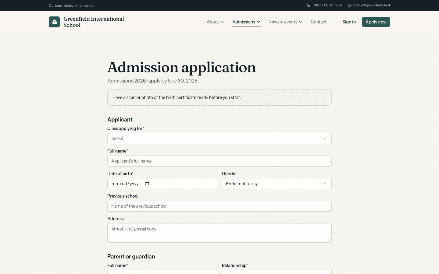 Admissions apply
