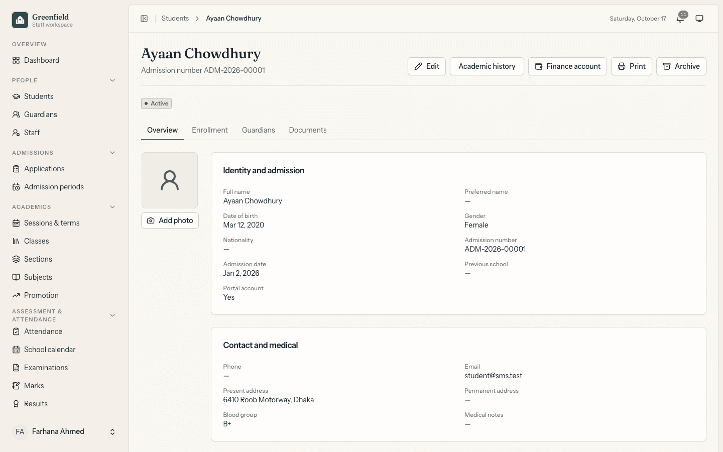 Student profile