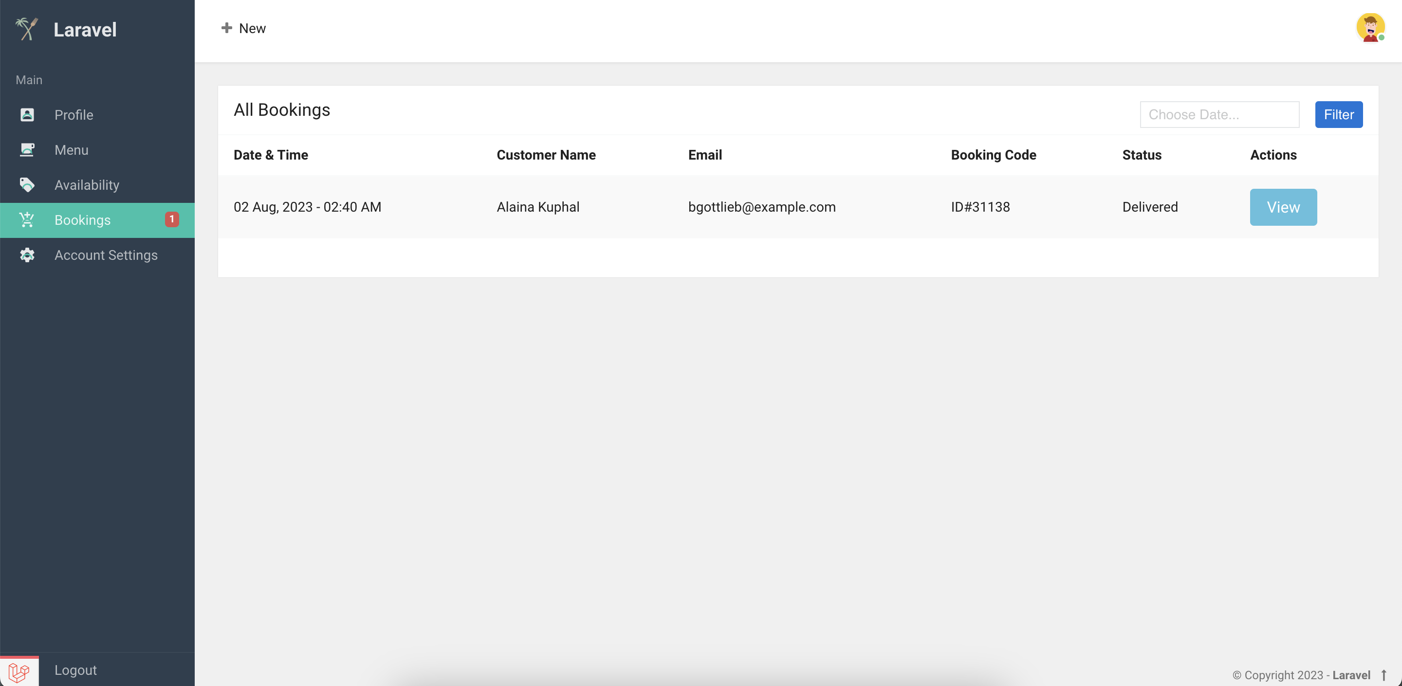 Restaurant booking