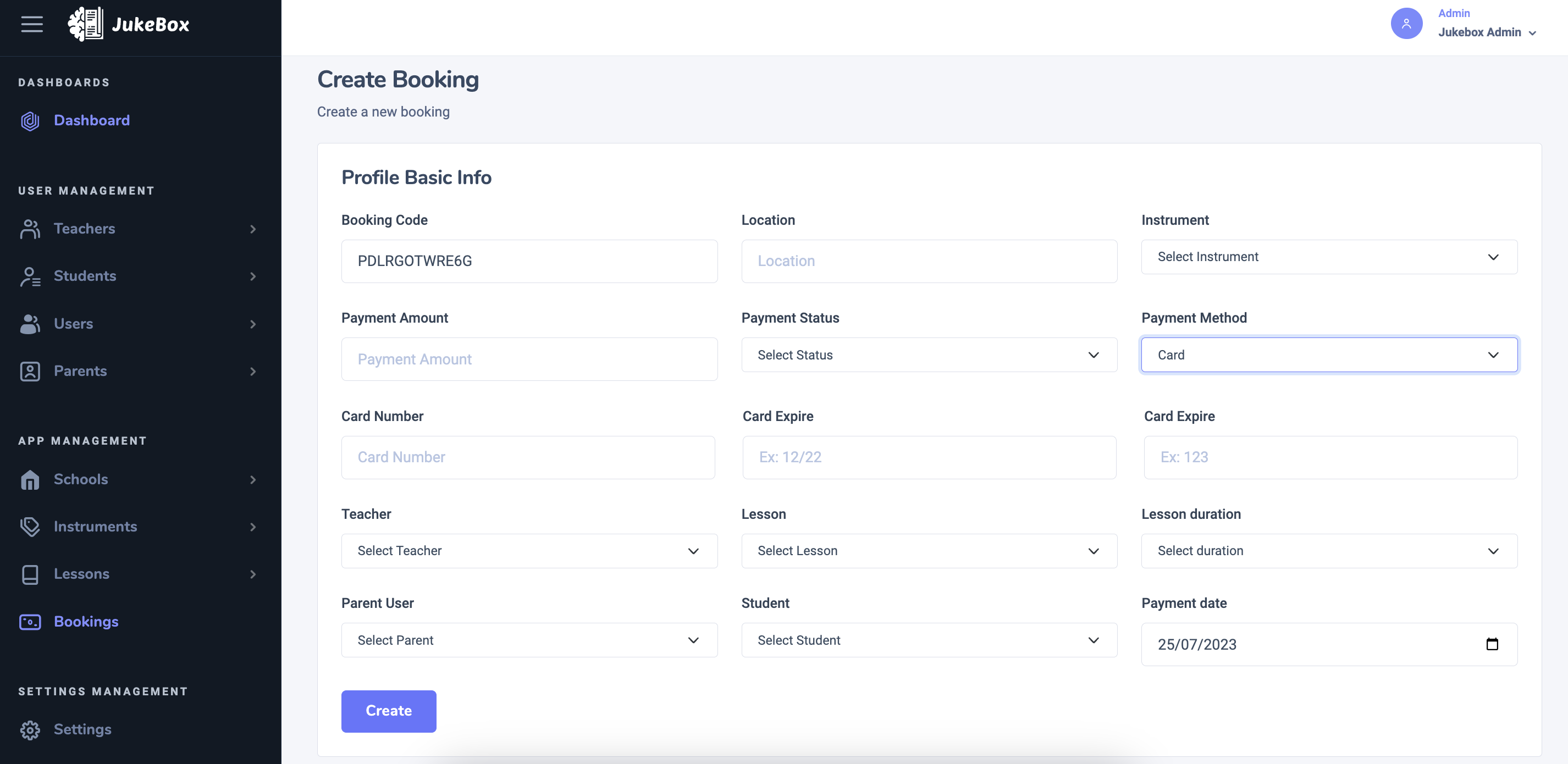 Create booking
