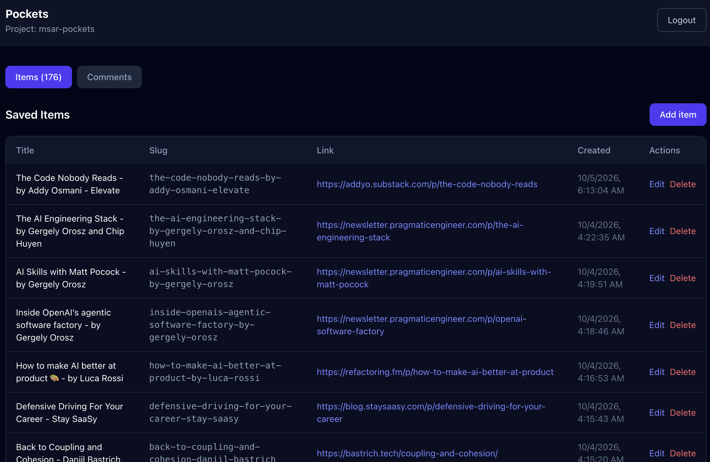Api dashboard