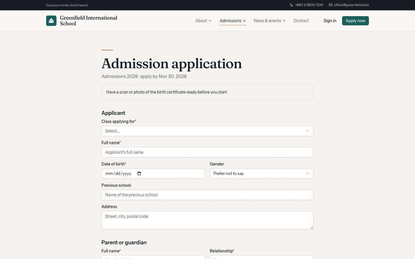 Admissions apply