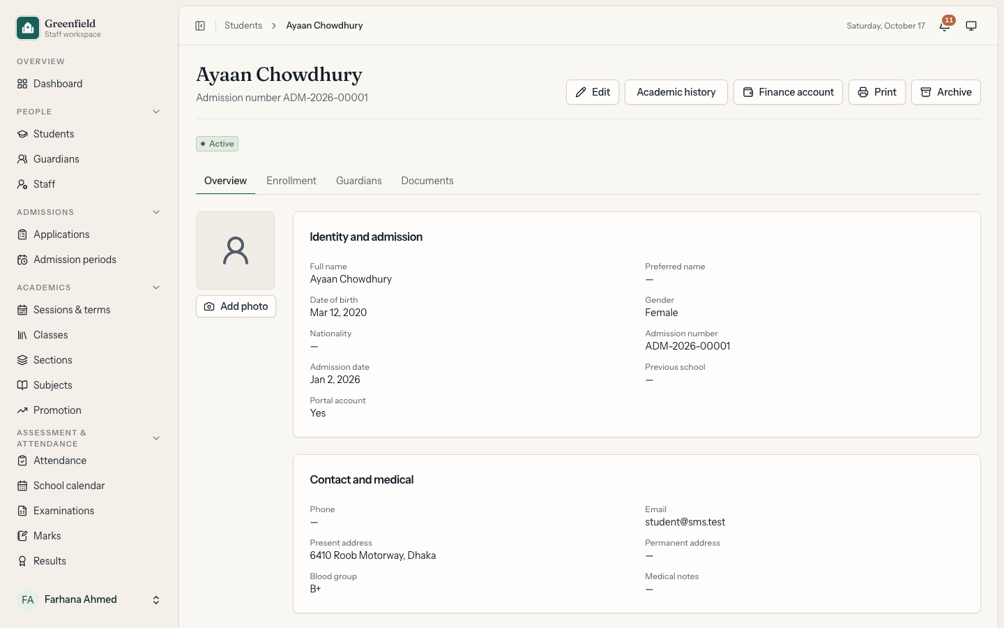 Student profile