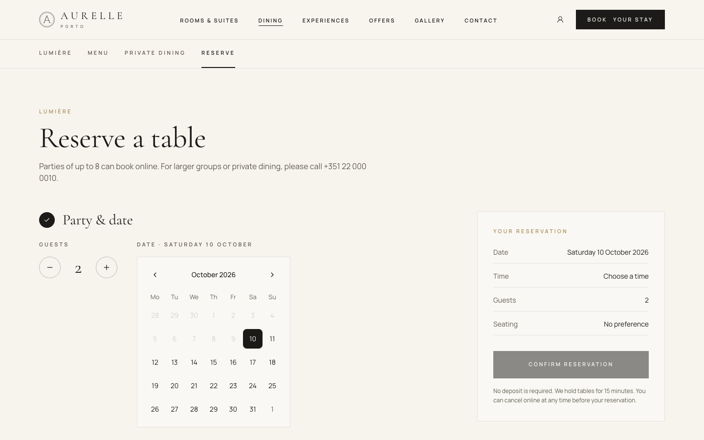 Restaurant reservation