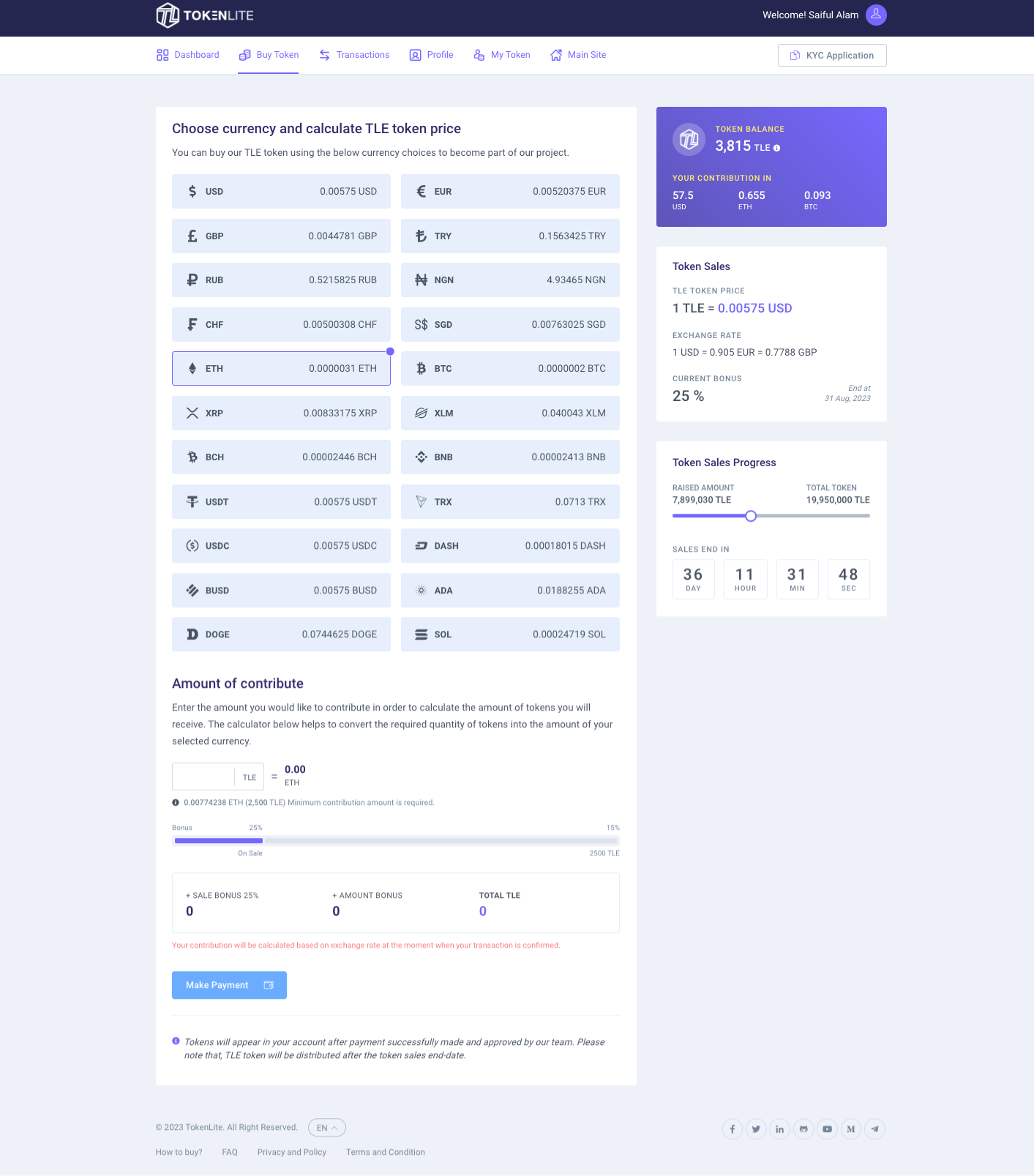 Buy token