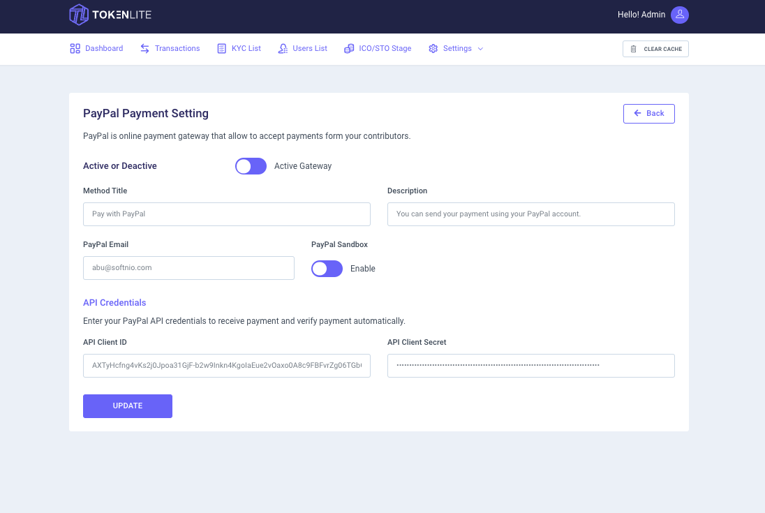 Payment item setting